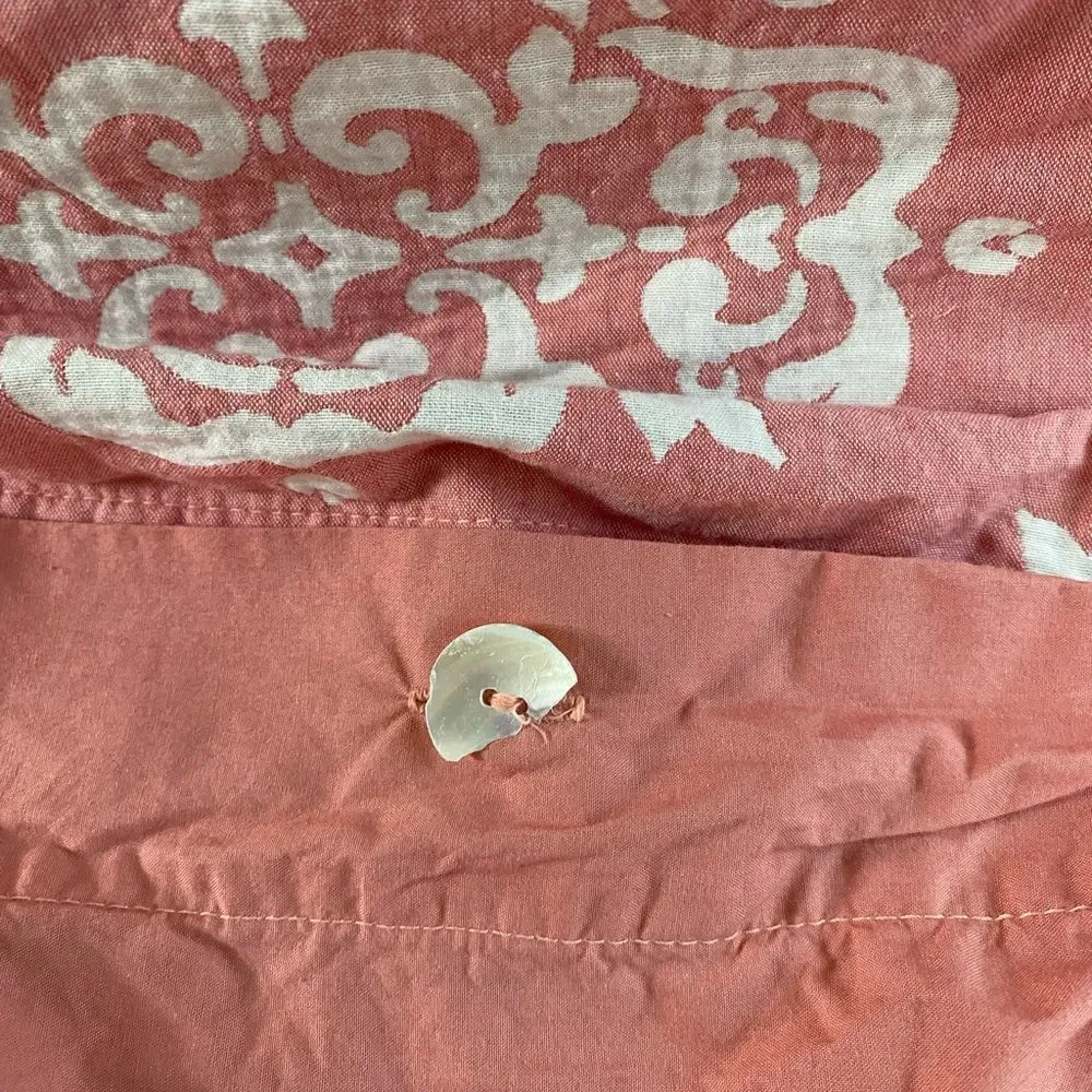 West Elm Coral and White Duvet Cover Set